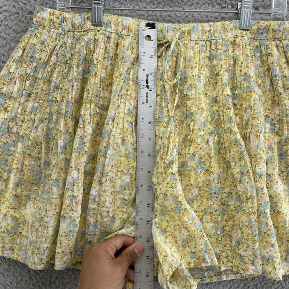 American Eagle Shorts Womens Large Flowy Elastic Waist‎ Yellow Floral NEW - Picture 12 of 13